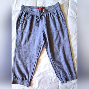 Guess Womens Light Blue Drawstring Cotton Blend Capris Pants Size Small